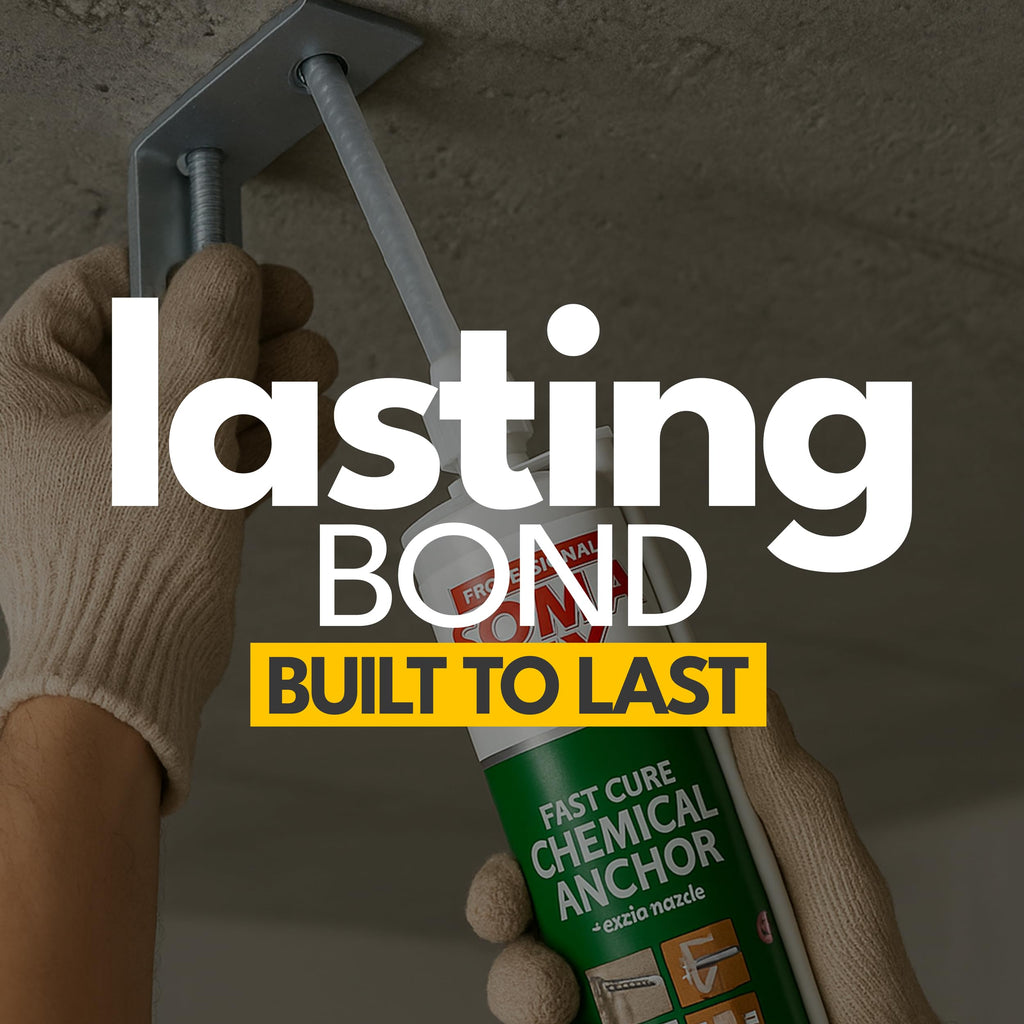 Construction Adhesive - Fast Curing Anchoring Adhesive for Concrete, Brick, Stone & Fasteners - Gray Structural Bonding with Extra Nozzle (10.1 fl oz / 300ml)