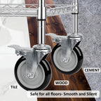 Finnhomy Swivel Caster Wheels 5 Inch Threaded Stem Casters Set of 4 Heavy Duty 1/2"-13 x 1 with Brake Polyurethane Industrial Locking Castors Wheels for Cart/Furniture 2200 Lb Smooth Casters Black