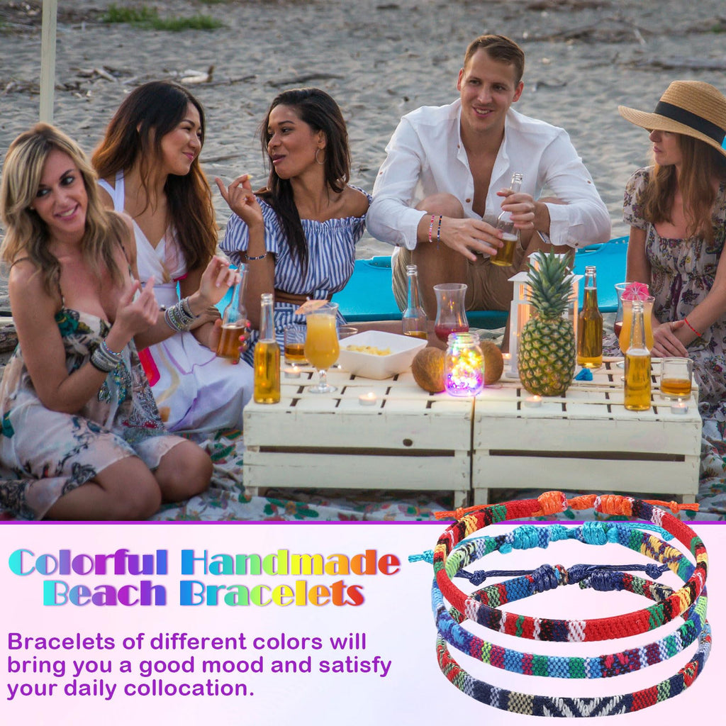 Kigeli 200 Pcs Boho Surfer Bracelets Bulk for Men Women Unisex Handmade Braided Bracelet Adjustable Surfer Ankle Waterproof Beach Bracelet String Rope Jewelry for Adults Teen(Mixed Color)