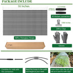 36 Rods Garden Hoops Kit for Raised Beds, 6 Sets 8FT Fiberglass Grow Tunnel