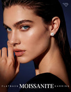 LOLIAS Moissanite Halo Flat Back Earrings for Women Men Hypoallergenic