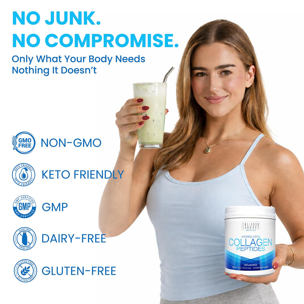 Pure Hydrolyzed Collagen Peptides (20 oz) – Unflavored Collagen Powder – Grass-Fed, Pasture-Raised – Non-GMO, Gluten-Free – Keto & Paleo Friendly – GMP Certified – Easy to Mix