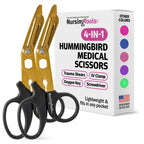 Nursing Tools Hummingbird 4 in 1 Medical Scissors - Compact Pocket Size Trauma Shears for Nurses, Students, Respiratory Therapists, Veterinarians, and Medical Professionals (Black + Black)