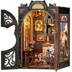 Cutefun Book Nook Kit - DIY Miniature House Kit for Bookshelf Decor, Book Nook Kits for Adults & Beginners, 3D Wooden Puzzle Dollhouse, Ideal Gift for Family and Friends (Count Cat's Study)