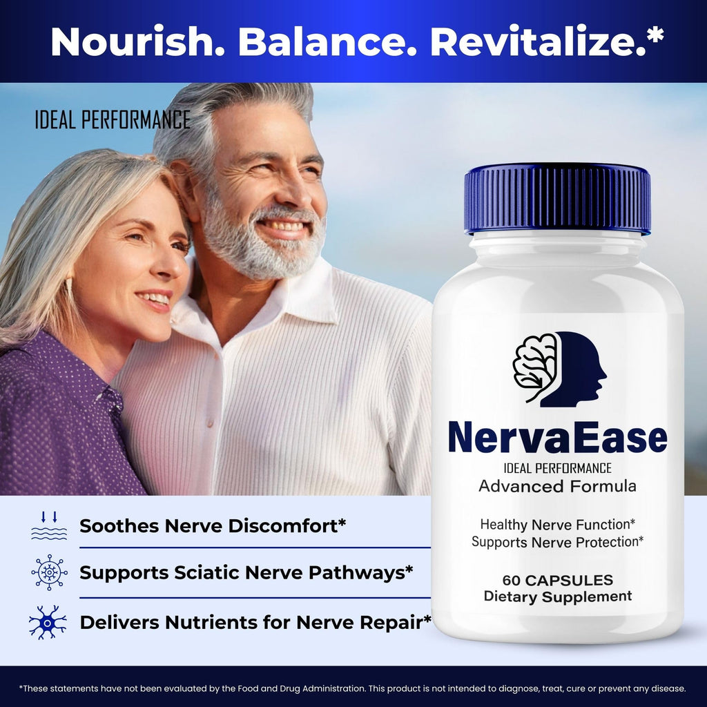 NervaEase Nerve Supplement Capsules, Nerva Ease Health Formula Supplement Pills - Maximum Strength, Advanced Brain & Memory Focus, All Natural Daily Vitamins Support, NervaEase Reviews (60 Capsules)