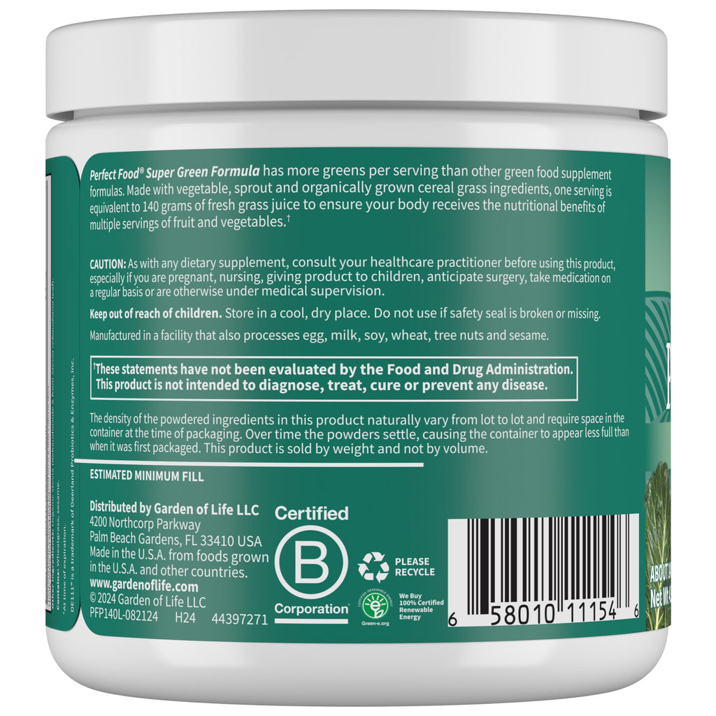 Garden of Life Perfect Food Super Green Formula - 14 Servings | 45 Superfoods, Greens, Fruit & Veggie Juice Superfood Powder Supplement, Probiotics & Organic Spirulina for Digestion & Immune Health