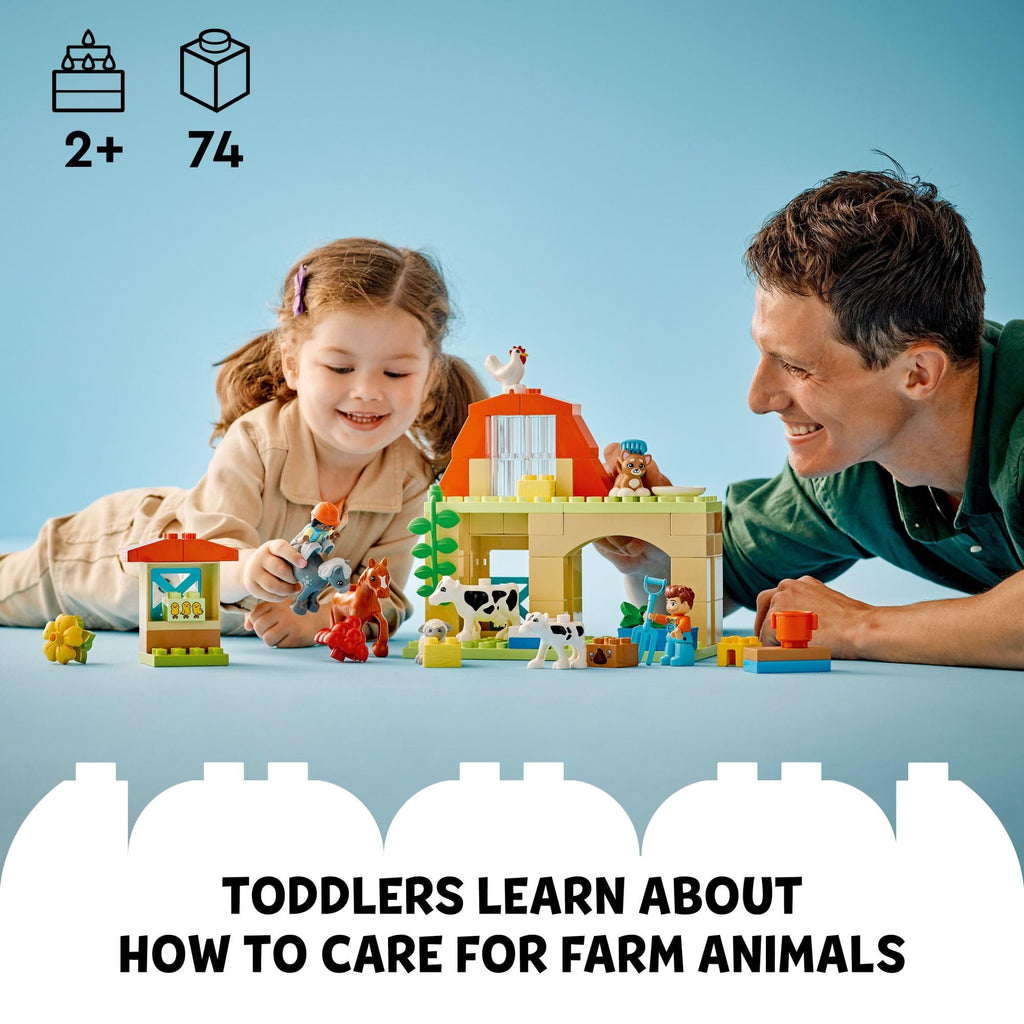 LEGO DUPLO Town Caring for Animals at The Farm Building Toys Playset - Learning, Educational Toys for Toddlers & Preschool, Ages 2+ - Building Blocks for Pretend Play Set W/Animal Figures - 10416