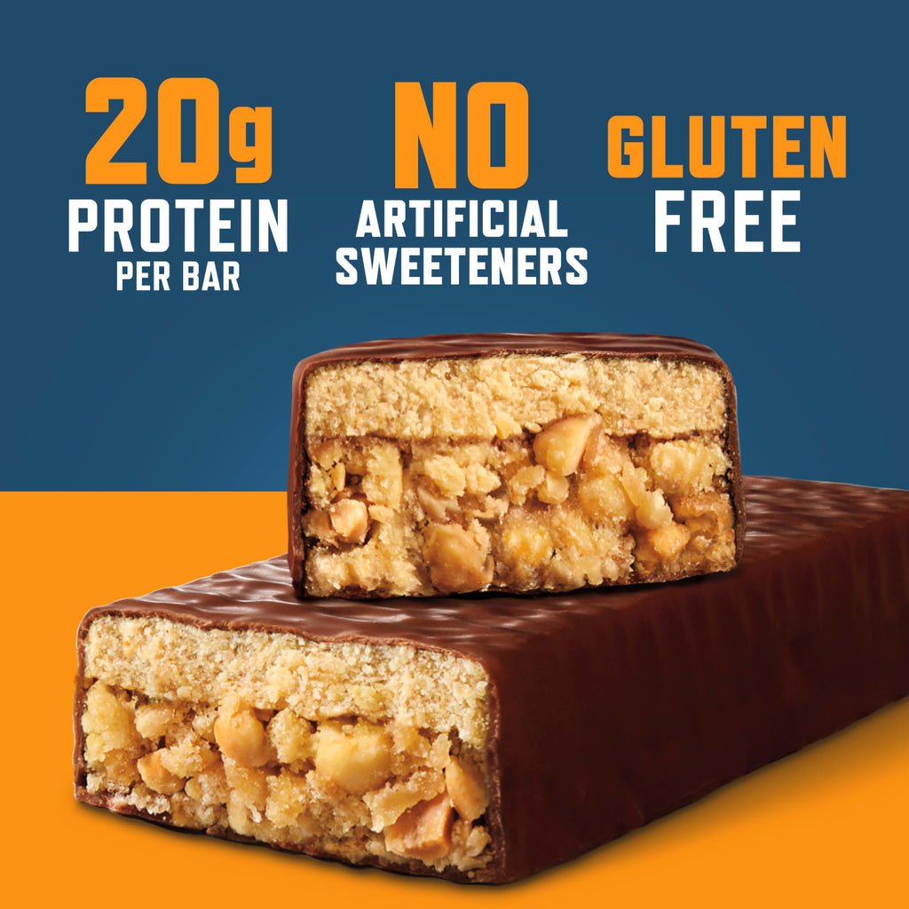 CLIF BUILDERS Protein Bars - Chocolatey Peanut Butter - 20g Plant Based Protein - Gluten Free - Non-GMO - Low Glycemic - No Artificial Sweeteners - 2.4 oz. (12 Pack)