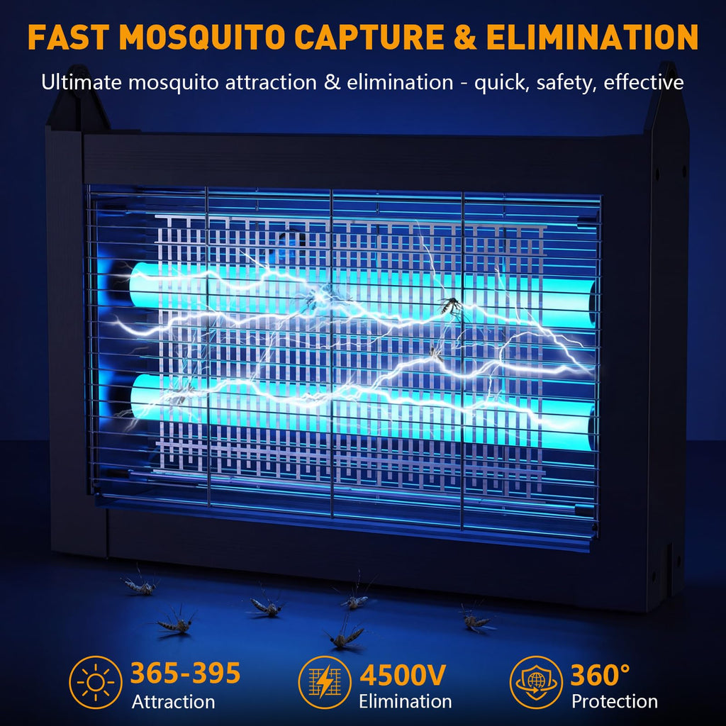 Solar Bug Zapper Outdoor, 4500V Solar Mosquito Zapper for Outdoor & Indoor, 1/2 Acre Coverage Cordless Rechargeable Electric Fly Zapper, IPX5 Waterproof Mosquito Traps for Backyard, Patio, Camping