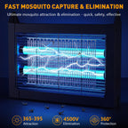 Solar Bug Zapper Outdoor, 4500V Solar Mosquito Zapper for Outdoor & Indoor, 1/2 Acre Coverage Cordless Rechargeable Electric Fly Zapper, IPX5 Waterproof Mosquito Traps for Backyard, Patio, Camping