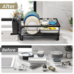 SNTD Dish Drying Rack for Small Kitchen Counter, 11" W x 15" L, Black