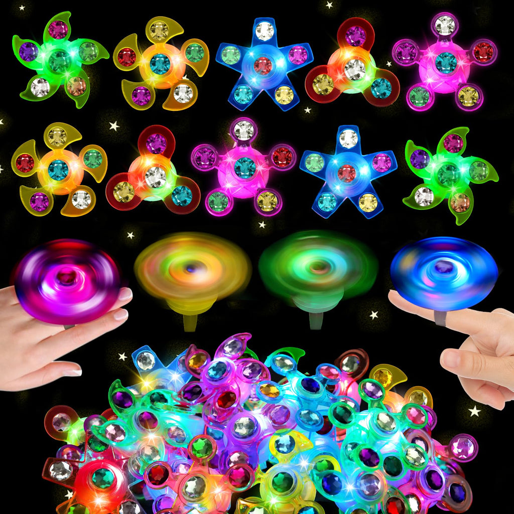 24PCS Light Up Fidget Spinner Ring Glow Party Favors Bulk for Kids 4-8 8-12