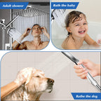 Shower Head,8”Rain Shower Head with Handheld Spray Combo with 11'' Angle Adjustable Extension Arm/Flow Regulator/Shower System,High Pressure Rainfall Shower Head Bathroom,Chrome