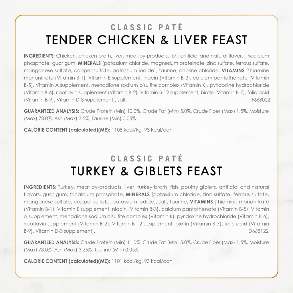 Fancy Feast Classic Pate Poultry & Beef Wet Cat Food, 3 oz Cans, 30-Pack