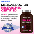 Doctors Pick Fem Pro Probiotics for Women. 17 Clinically Effective Strains for Vaginal, Digestive & Immune Support, Urinary Tract Health, pH Balance and Mood. 60 Veggie Capsules, 2 Month Supply