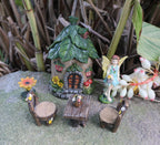 BangBangDa Miniature Fairy Garden Accessories Outdoor - Garden Small Fairies Figurines Kit Fairy House Table Chair Set Birthday Gardening Gifts for Girl Boy Mother Girlfriend
