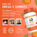 MARYRUTH'S Vegan Omega 3 Gummies for Adults | 2 Month Supply | Sugar Free Supplement with Vitamin C | Flaxseed Oil Immune Support | Overall Wellness | No Fish Taste | 60 Count