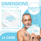 JJ CARE Shower Protector [Pack of 14], 9x9 Dialysis Catheter Shower Shileds Wound Cover, PICC Line Water Barrier, Colostomy Waterproof Bandage Protector, 2 Week Supply