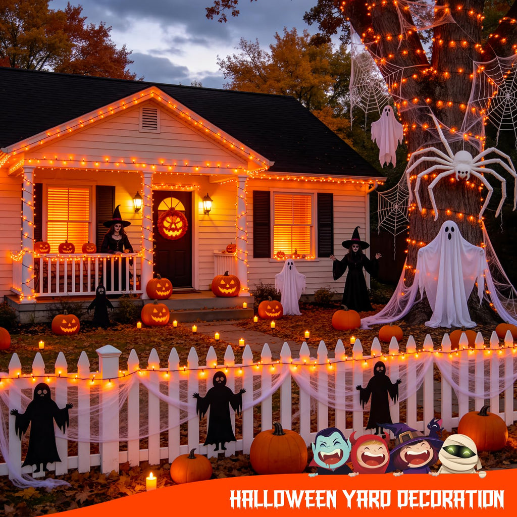 JMEXSUSS 2 Pack Solar Halloween Lights, Total 151FT 400 LED, Orange