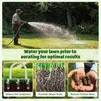 Lawn Aerator Tool, Stainless Steel Manual Core Aerator with 3 Hollow Tines