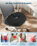 Feagar Donut Pillow for Tailbone Pain Relief - Hemorrhoid Pillow with Memory Foam for Coccyx, Sciatica, Pressure Sores, Office Chair Cushion for Pregnancy, Postpartum & Surgery Recovery(Black)