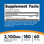 Nutricost Magnesium Malate 2,100mg, 180 Capsules - Vegetarian, Non-GMO, Gluten Free (Pack of 2)