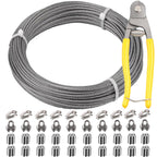 1/8 Inch Stainless Steel Wire Rope Kit, 7x7 Strands, 100 ft Length, With Cable Cutters, Sleeves, Thimbles, Clips, For Climbing Plants, Deck Railing, Fencing, Outdoor Hanging