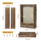 AW Bridal 11X16 Large Shadow Box Picture Frames Deep Shadow Boxes Display Cases with Removable Shelves and Drawers, Brown Wooden Memory Boxes for Keepsakes with Slot Christmas Decorations Gifts