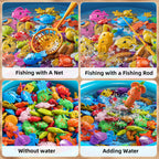 NIPLOOOW Pool Fishing Toys Games, Water Table Bathtub Toy with Inflatable Pool Pole Rod Net Plastic Floating Fish, Birthday Gifts for Kids Age 3 4 5 6 Year Old,Kids Outdoor Toys