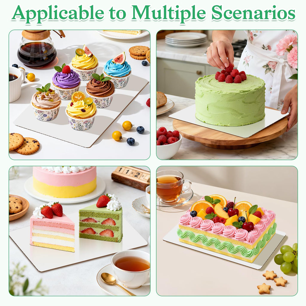 12 Pack 19x14 Inch Cake Boards Rectangle White, Half Sheet Cake Board, Cake Cardboard Rectangle, Greaseproof Sturdy Disposable Dessert Boards for Cakes, Cupcakes, Pizza, Pies