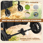 Dog Stroller for Small Pets, All-Terrain 4-Wheel Cat & Dog Carrier with 360° Front Wheels, Adjustable Handle & Canopy|Cup Holder & Storage Basket|Foldable in One Step|Ventilated Design for Comfort