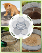 HIPULX 5-in-1 Soil Sifter Set with 5 Replaceable Stainless Steel Mesh Screen & Shovel (1/8" to 1/2"), Soil Sifter for Soils, Compost, Bonsai, Cat Litter and More（11-5/8" Diameter）