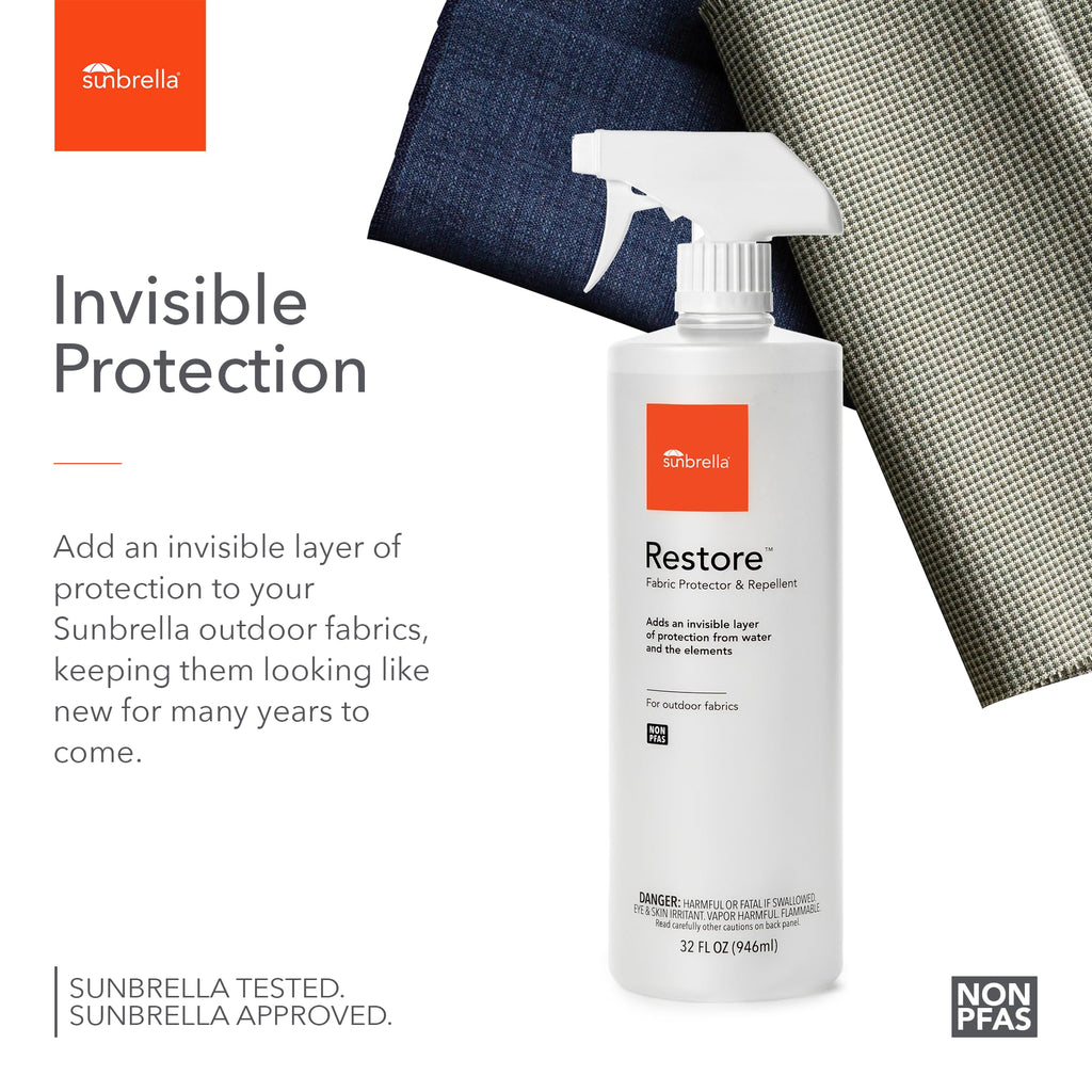 Sunbrella Restore Fabric Protector | Water-Repellent Spray for Outdoor Fabrics | Easy Use, Non-PFAS | Protect & Restore Upholstery | 32 fl oz