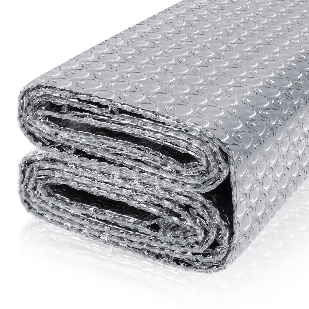 Reflective Bubble Insulation Sheet, Double Side Aluminum Foil Bubble Shield, Aluminum Foil Thermal Insulation Radiant Barrier for Windows, RV, Roof, Garage Door (23.6IN X 20FT)
