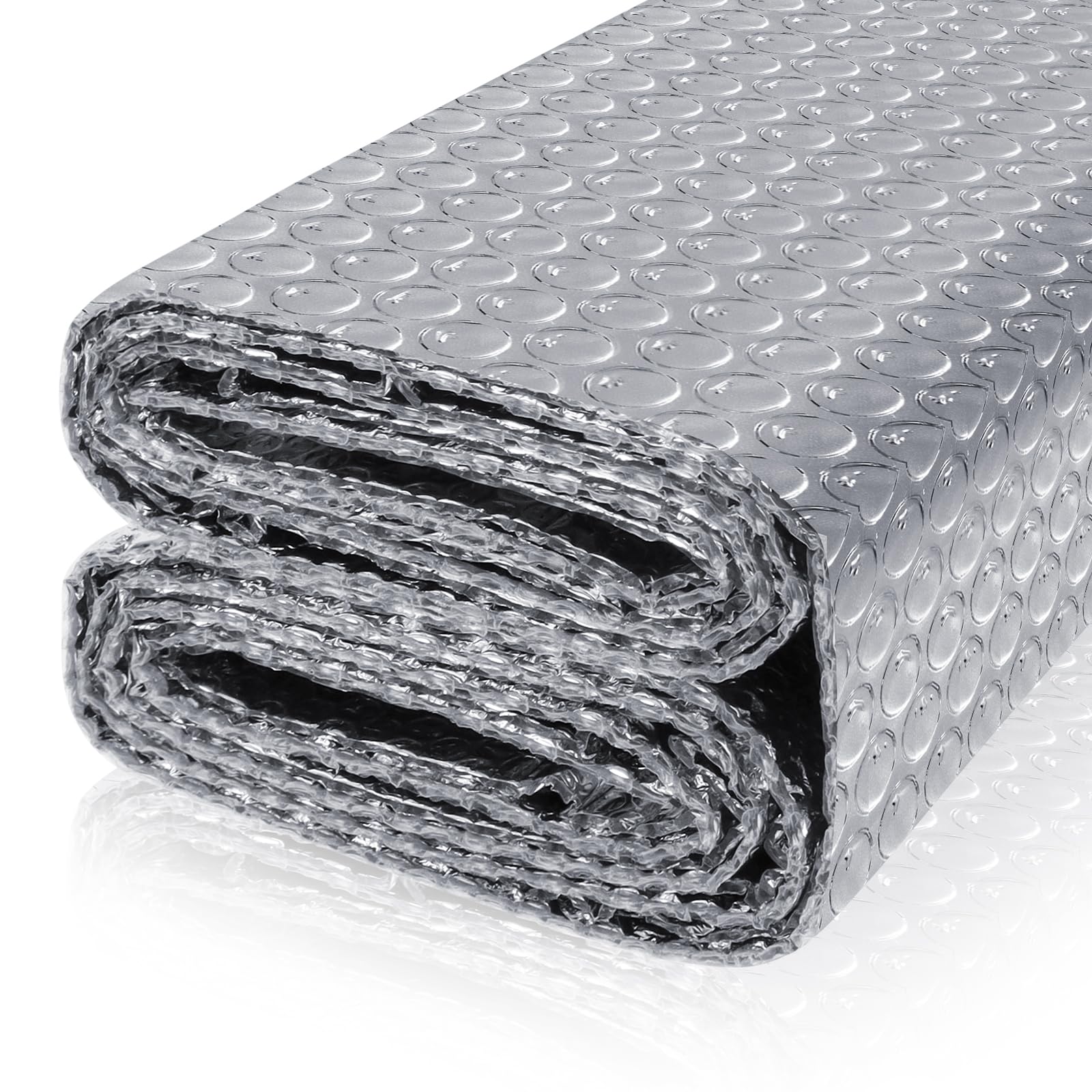 Reflective Bubble Insulation Sheet, Double Side Aluminum Foil Bubble Shield, Aluminum Foil Thermal Insulation Radiant Barrier for Windows, RV, Roof, Garage Door (47IN X 10FT)