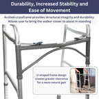 Foldable Lightweight Walker with 2 Wheels, Includes Ski Glides - Folding Design Ideal for Seniors and Elderly Adults - Adjustable for Tall Men and Women - Standing Handicap Mobility Aids