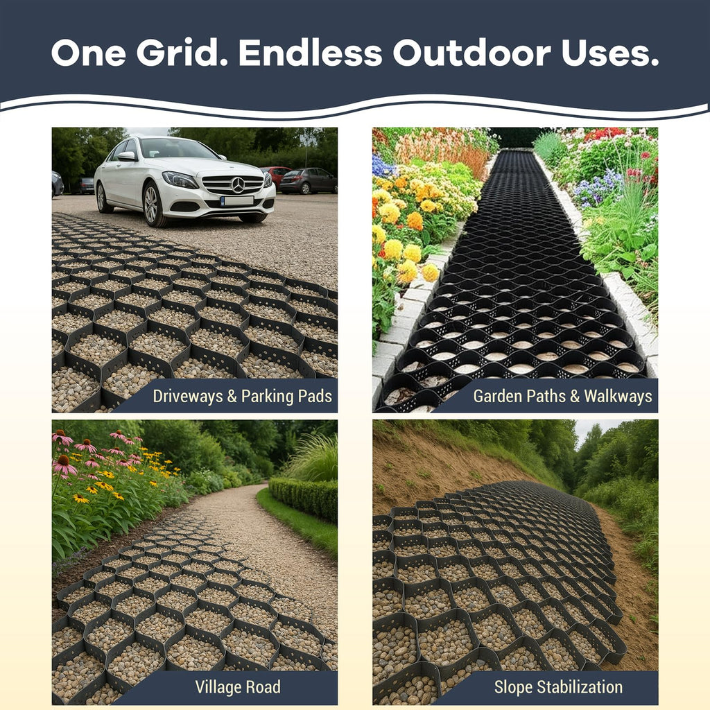 40FT Gravel Grid for Driveway –HDPE Geocell Ground Stabilizer