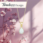 ADITA GOLD White Opal Pendant Birthstone Necklace for Women, Gold Plated