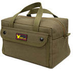 G & F PRODUCTS Waxed Canvas Military Duffle Bag, Water-Resistant, Adjustable Strap, Double Zipper, Heavy-Duty, Fully Lined, Tool Organizer, Durable Utility Bag for Contractors & Homeowners