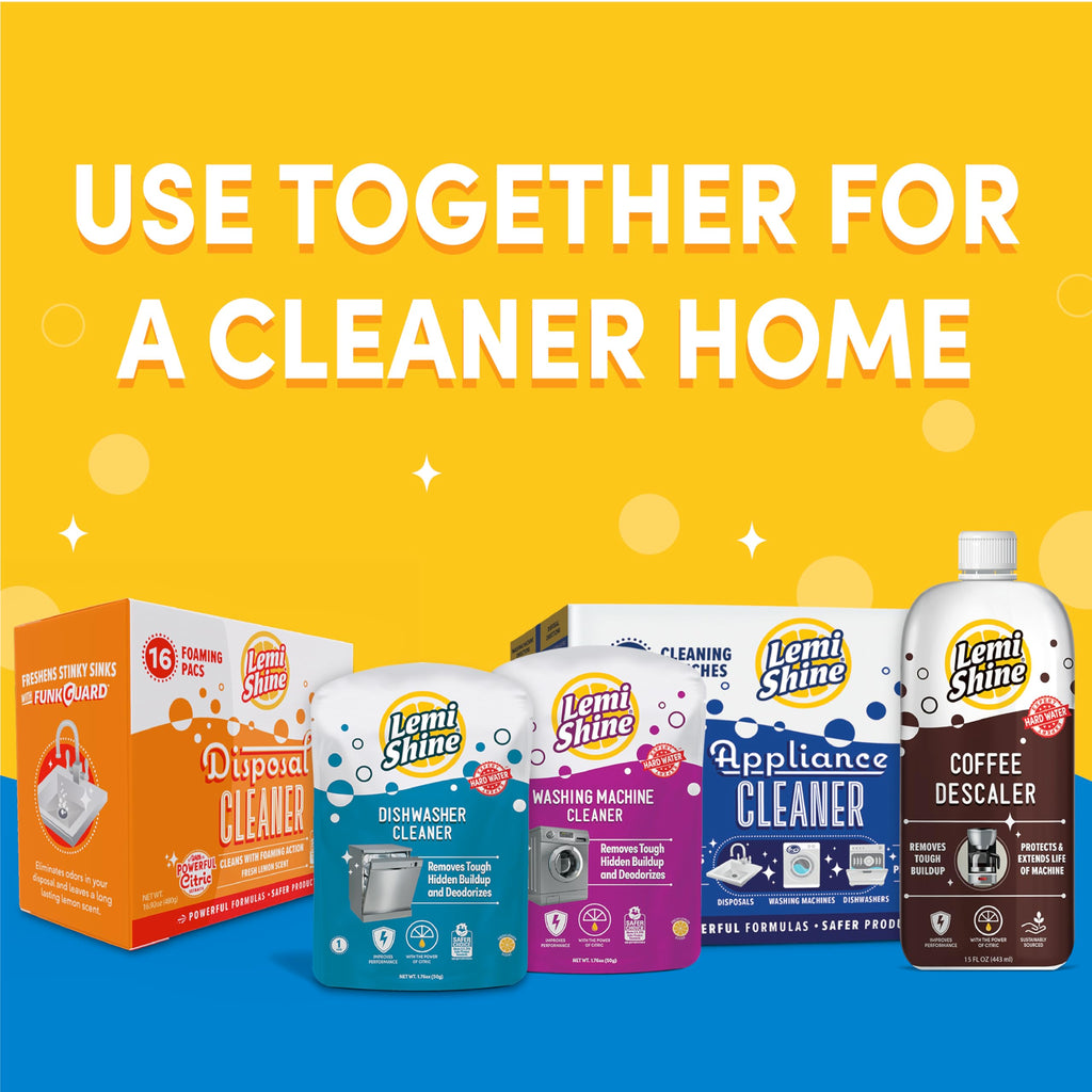 Lemi Shine Foaming Garbage Disposal Cleaner and Deodorizer - Citric Acid Cleaning Powder - Fresh Lemon Scent - 16.92 oz (16 Pack)