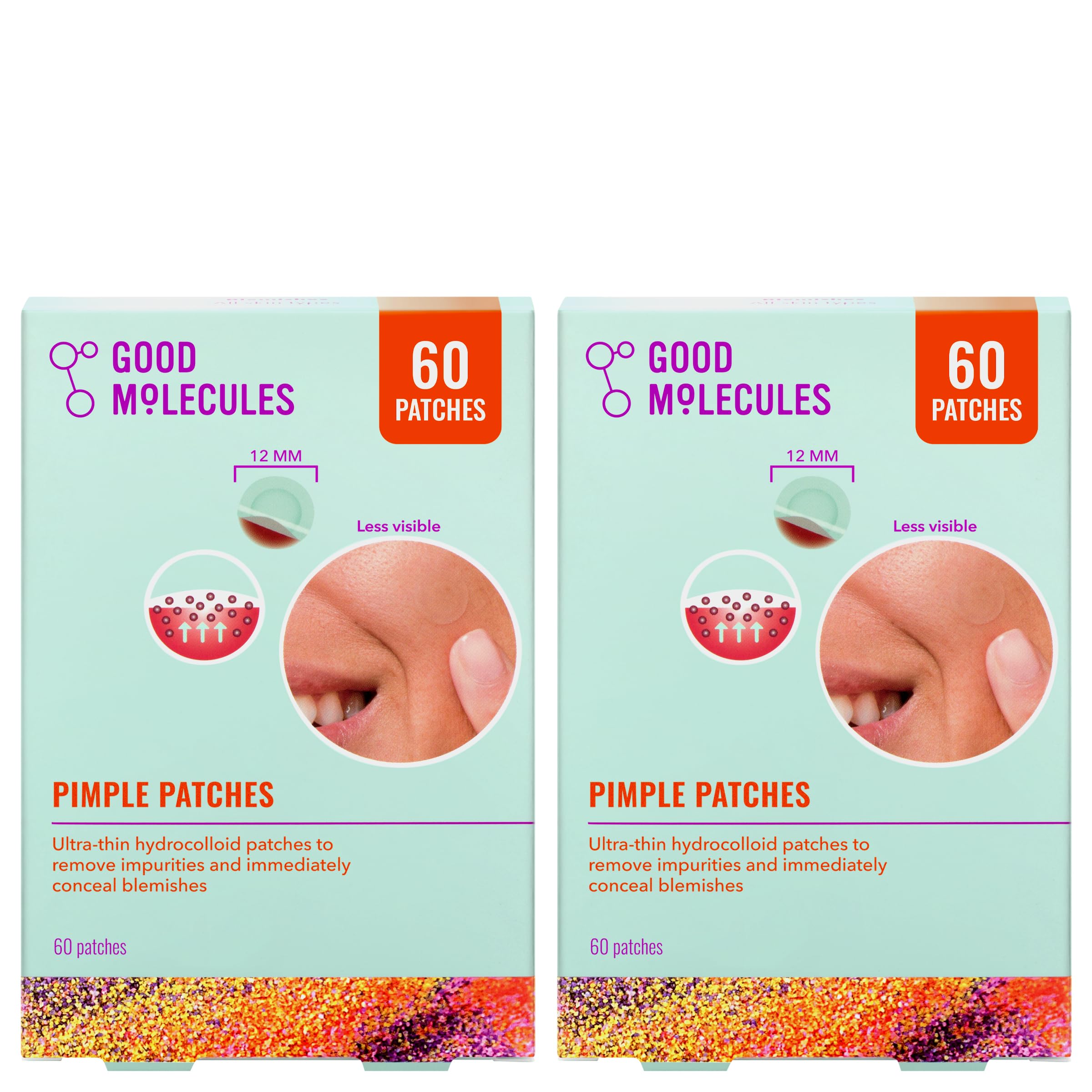 Good Molecules Pimple Patches Pack 2 – 120 Patches (60 × 2 Pack) | Ultra-Thin Hydrocolloid Acne Patches to Conceal Breakouts, Blackheads & Blemishes