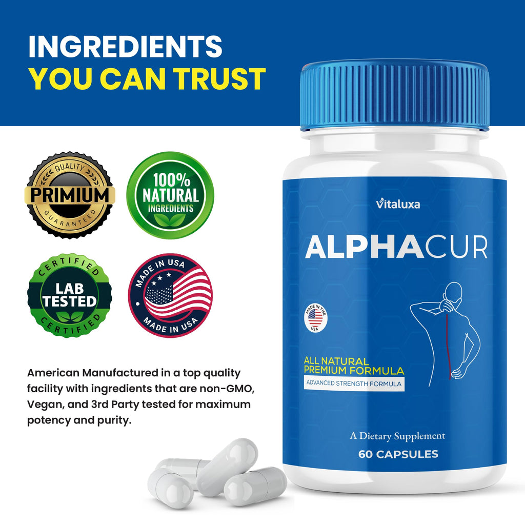 (2 Pack) Alphacur for Neuropathy, AlphaCure Nerve Support Capsules Premium Health Blend All Natural Support Relief Supplement, Alpha Cur Pills Advanced Vitamin Maximum Strength Renew Formula (120 Ct)