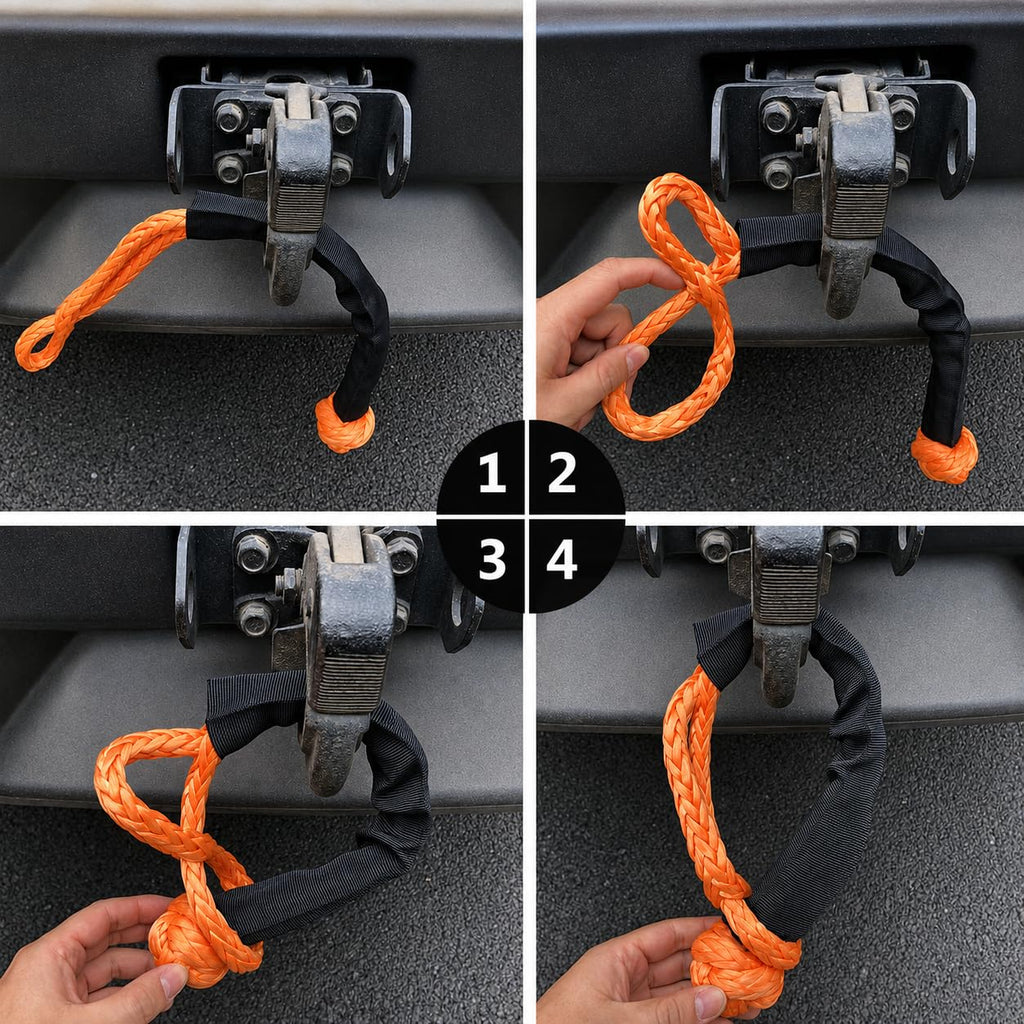 Ucreative 2Pcs Synthetic Soft Shackle 1/2 Inch x 22 Inch (56,000lbs Breaking Strength) with Extra Sleeves (Gray)
