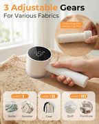Fabric Shaver, Lint Remover Rechargeable, Electric Portable Sweater Defuzzer with 3 Speeds, 6 Leaf Blades, Digital LED Display to Remove Pilling for Clothes, Furniture, Sweater, Couch, Blanket