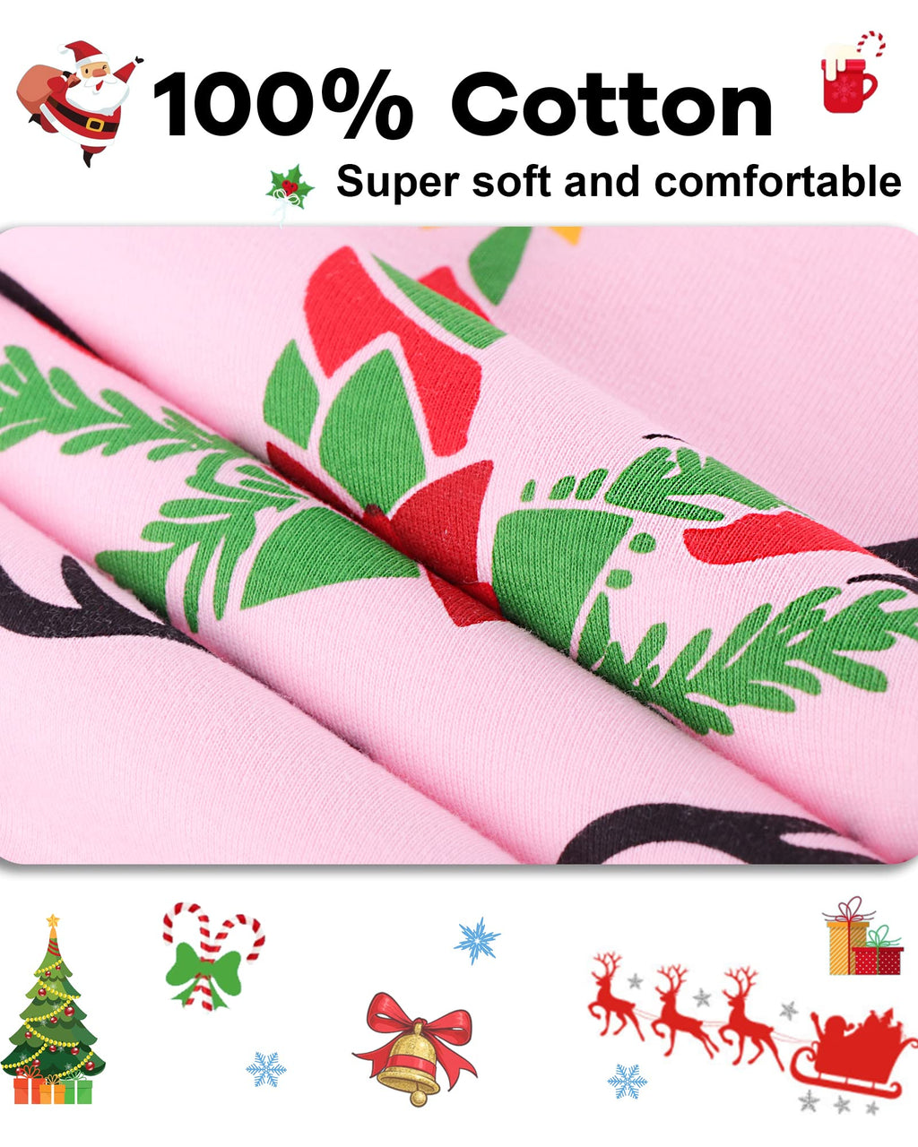DAUGHTER QUEEN Girls Christmas Pajamas Set 100% Cotton Pjs Unicorn Pajamas for Big Girls Pj Kids Sleepwear Clothes Xmas Jammies Size 12 11 10-12 Youth Years