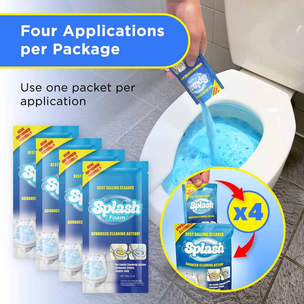 Splash Foam Toilet Cleaner - Self Activating Cleaning Powder for Toilet Bowl Cleaning