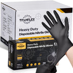 TitanFlex Heavy Duty Black Nitrile Gloves, 6-mil, Fully Textured, Large 1000-ct Box, Mechanic Disposable Gloves, Work Gloves, Latex Free, Powder Free, Rubber Gloves for Food Prep