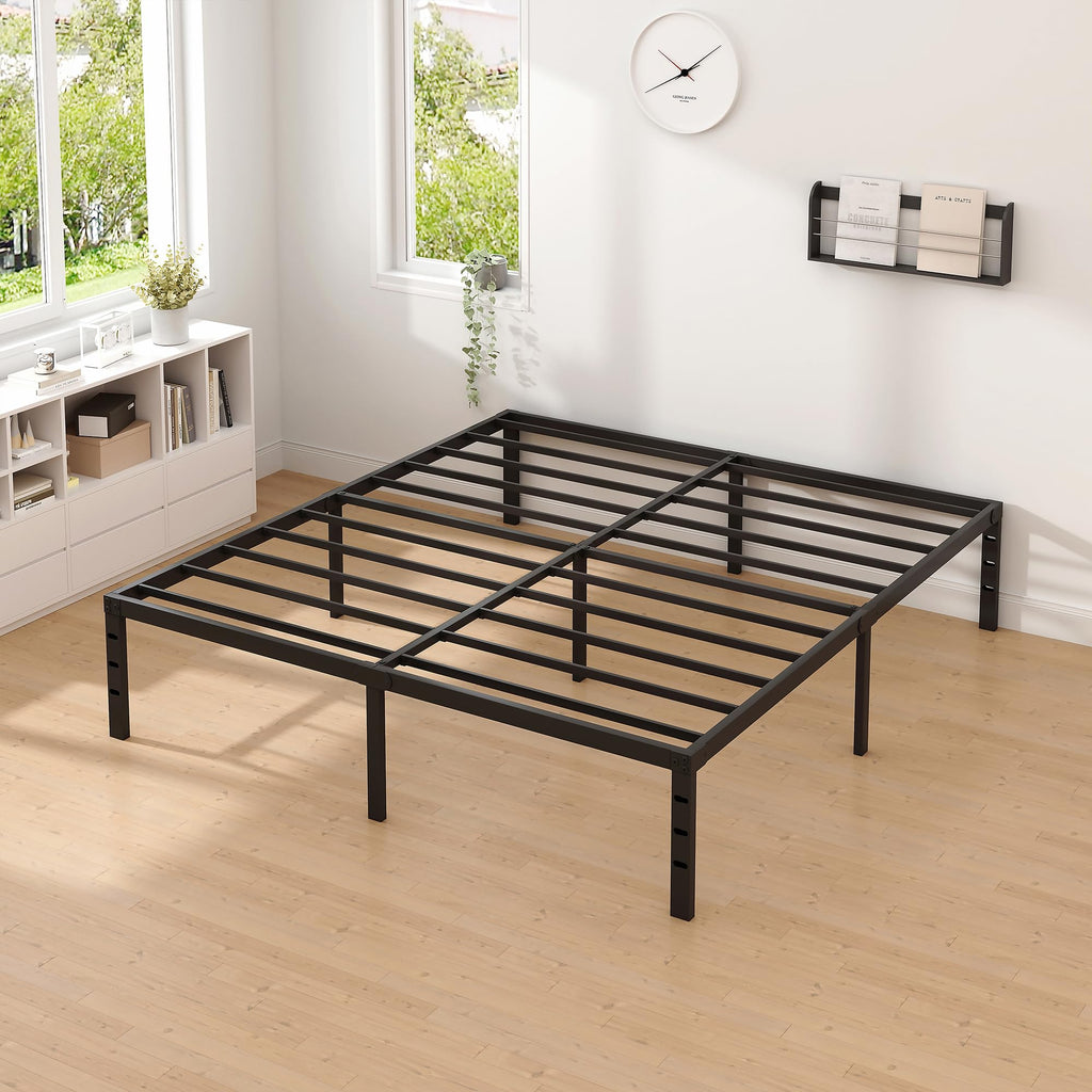 NEW JETO Metal Bed Frame,Queen Size Bed Frame with Storage Space,18 Inch