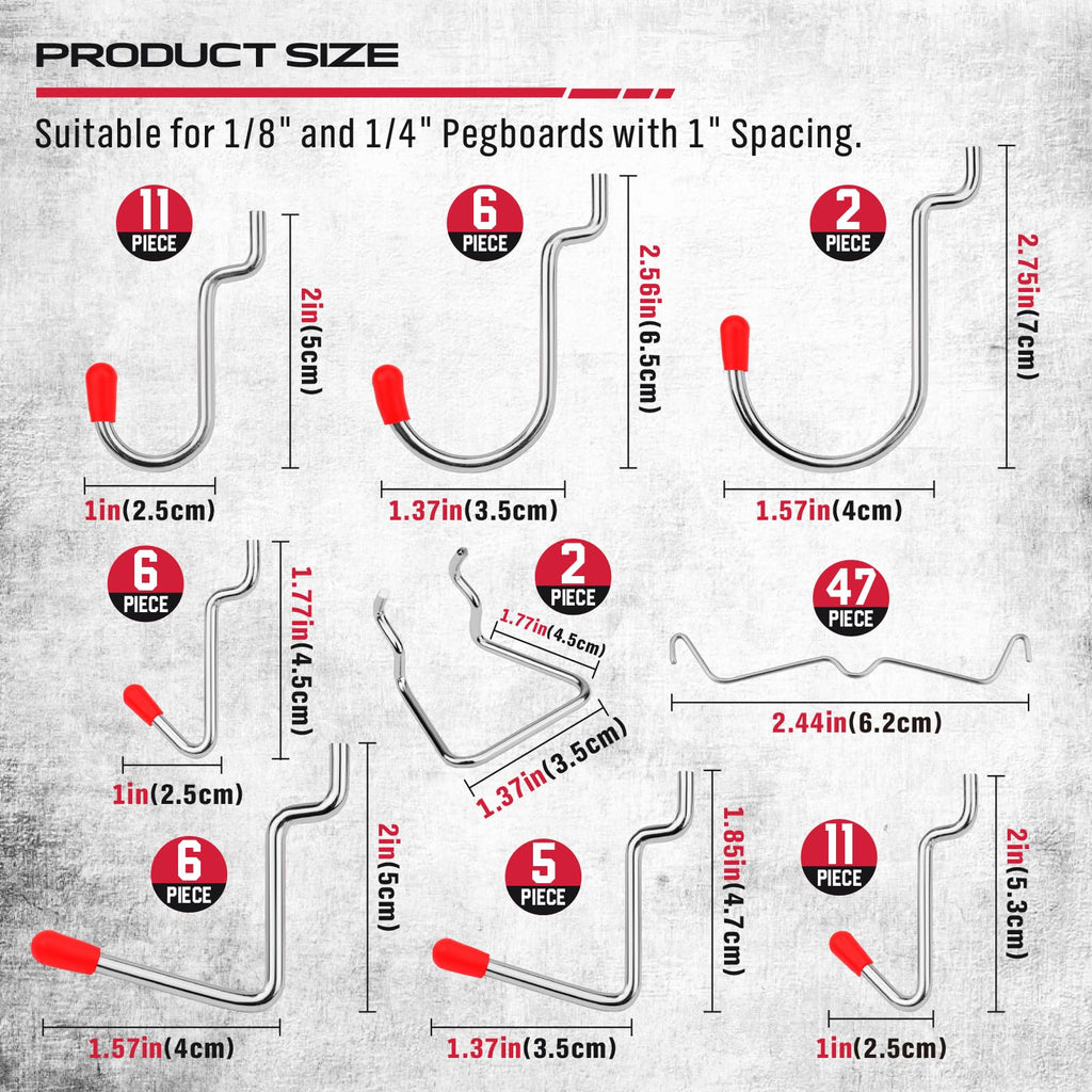 Ultimate 121-Piece Pegboard Hooks Set, Pegboard Accessories with Metal Hooks, Durable Peg Board Organizer Accessories, Pegboard Bins, Peg Board Tool Utility Hooks
