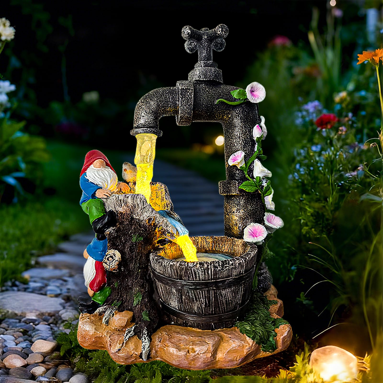 Solar Garden Gnomes Lights Outdoor Statues Yard Decorations Gifts for Mom